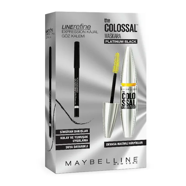 ریمل حجم دهنده و مداد چشم میبلین مدل Colossal Platinum مجموعه 2 عددی - تصویر 2