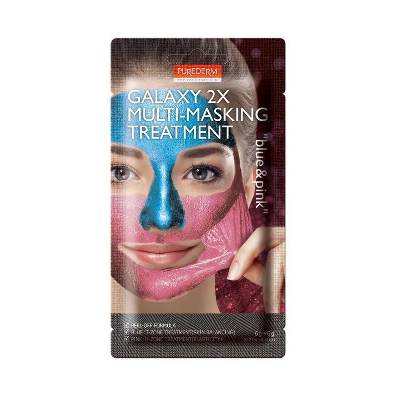 ماسک صورت پیور درم سری Galaxy 2x مدل Blue & Pink وزن 12 گرم - تصویر 2