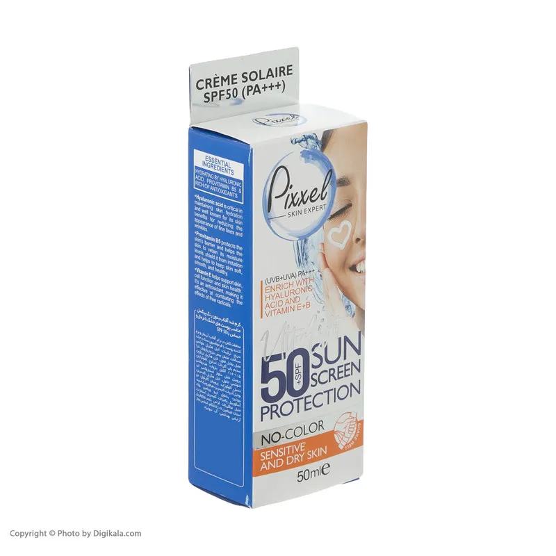 کرم ضدآفتاب بی‌رنگ پیکسل SPF50 مدل Sensitive، مناسب پوست‌های خشک و حساس، حجم 50 میلی‌لیتر - تصویر 5