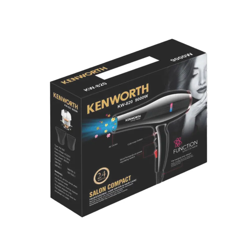 سشوار حرفهای 2000 وات کنورث مدل KW-820، موتور AC، وزن 660 گرم، دارای سری متمرکزکننده باریک، متمرکزکننده پهن با ویژگی صافکنندگی، با قابلیت باد سرد، فناوری تولید یون، قابلیت تنظیم دما - تصویر 6