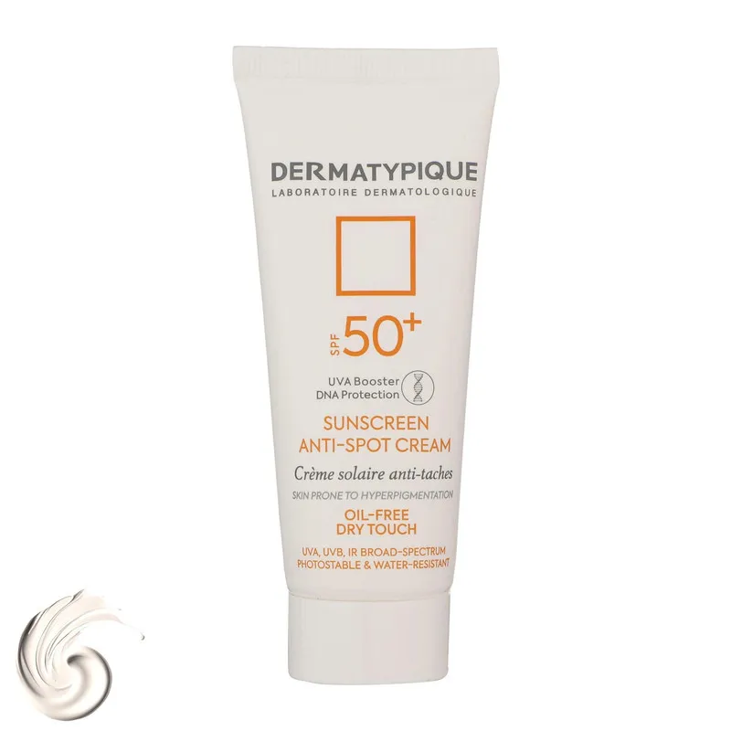کرم ضدآفتاب بیرنگ درماتیپیک SPF50 مدل Anti spot مناسب انواع پوست، حجم 40 میلیلیتر