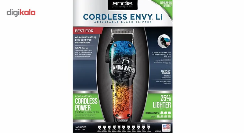 ماشین اصلاح سر و صورت اندیس مدل Cordless Envy Li - تصویر 3