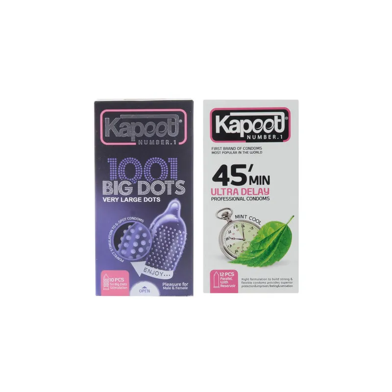 کاندوم کاپوت مدل BIG DOTS بسته 10 عددی به همراه کاندوم کاپوت مدل 45min بسته 12 عددی - تصویر 2