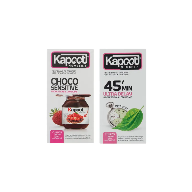 کاندوم کاپوت مدل 45min بسته 12 عددی به همراه کاندوم کاپوت مدل Choco Sensitive بسته 12 عددی - تصویر 2