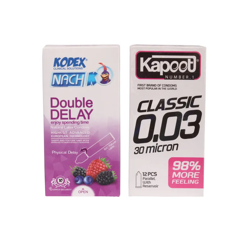 کاندوم کاپوت مدل Classic0.03 بسته 12 عددی به همراه کاندوم ناچ کدکس مدل Double Delay بسته 10 عددی - تصویر 2