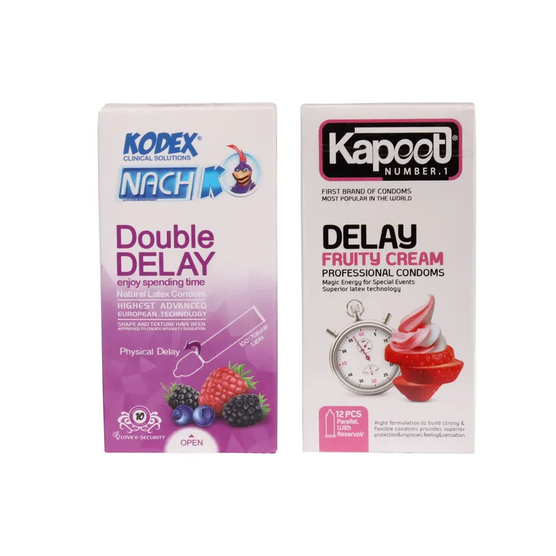 کاندوم کاپوت مدل Delay Fruity بسته 12 عددی به همراه کاندوم ناچ کدکس مدل Double Delay بسته 10 عددی - تصویر 2