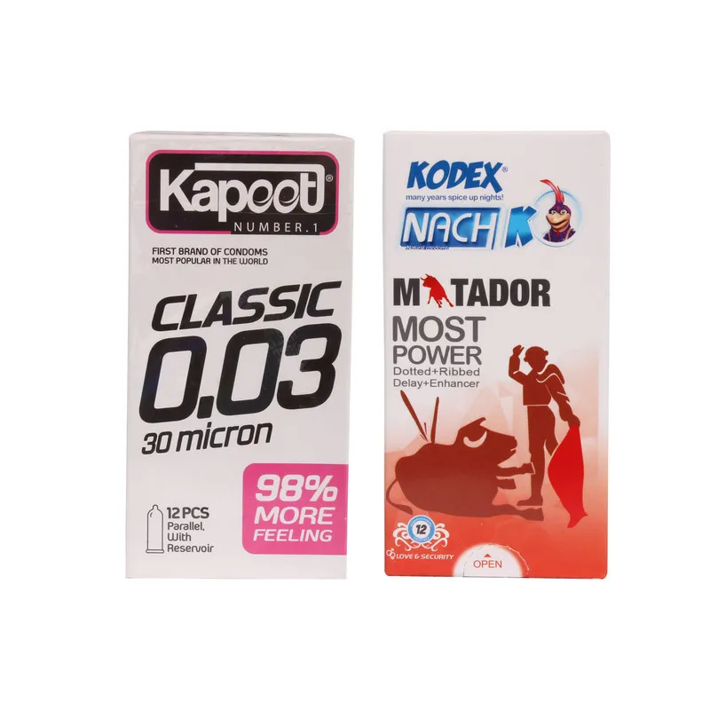 کاندوم کاپوت مدل Classic0.03 بسته 12 عددی به همراه کاندوم ناچ کدکس مدل Matador بسته 12 عددی - تصویر 2