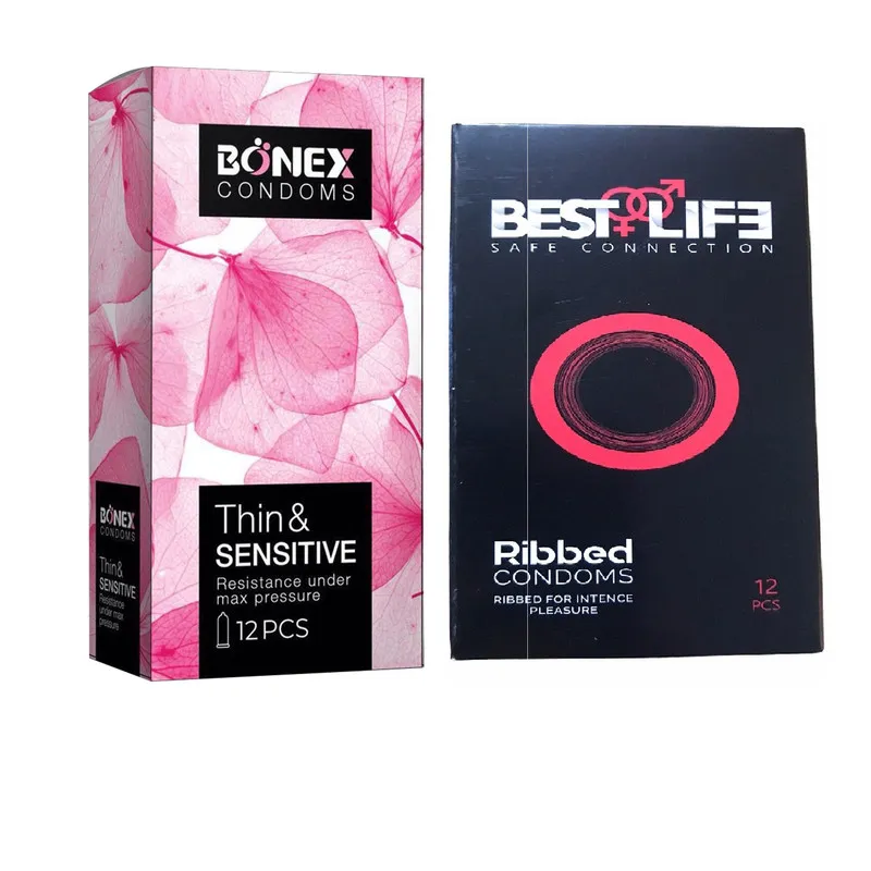 کاندوم بونکس مدل Thin & Sensitive بسته 12 عددی کاندوم بست لایف مدل Ribbed بسته 12 عددی  - تصویر 2