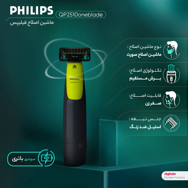 ماشین اصلاح موی صورت فیلیپس مدل QP2510oneblade - تصویر 5