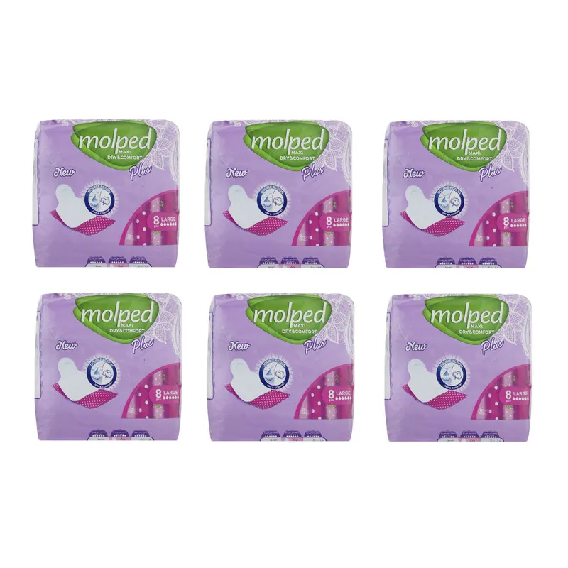 نوار بهداشتی مولپد مدل Dry & Comfort سایز بزرگ مجموعه 6 عددی