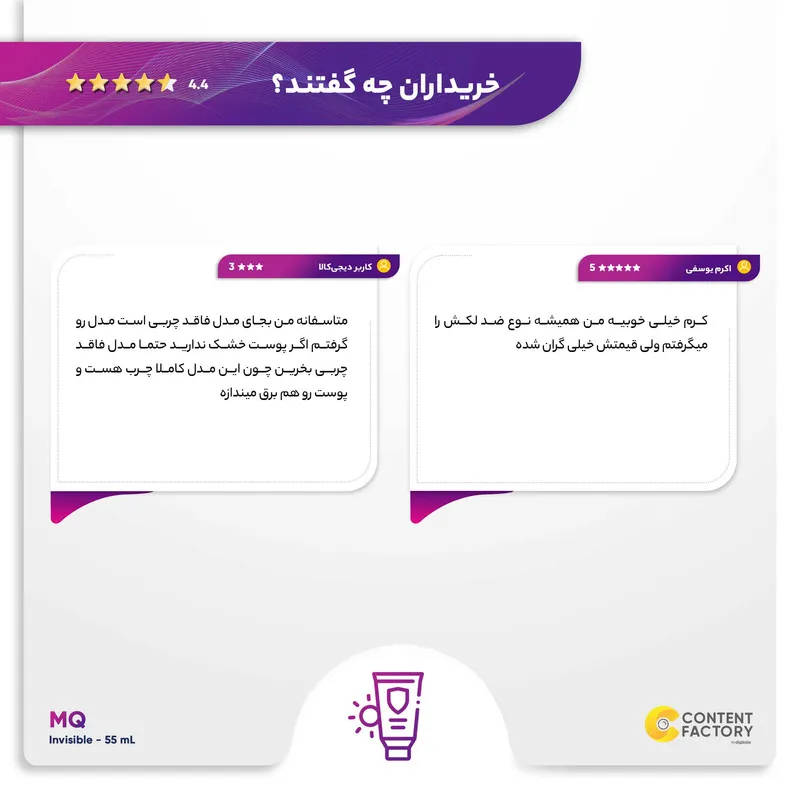 کرم ضدآفتاب بی‌رنگ ام کیو مدل SPF50، مناسب پوست‌های معمولی، حجم 55 میلی‌لیتر - تصویر 6