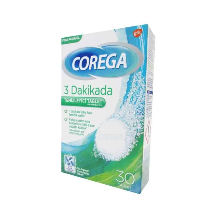 قرص تمیز کننده دندان مصنوعی کورگا مدل Dakikada بسته 30 عددی - تصویر 2