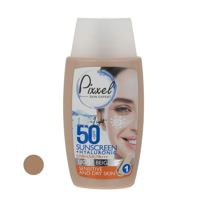 کرم ضدآفتاب رنگی پیکسل +SPF50 مدل LIGHT BEIGE، مناسب پوستهای حساس و خشک، حجم 50 میلیلیتر - تصویر 2