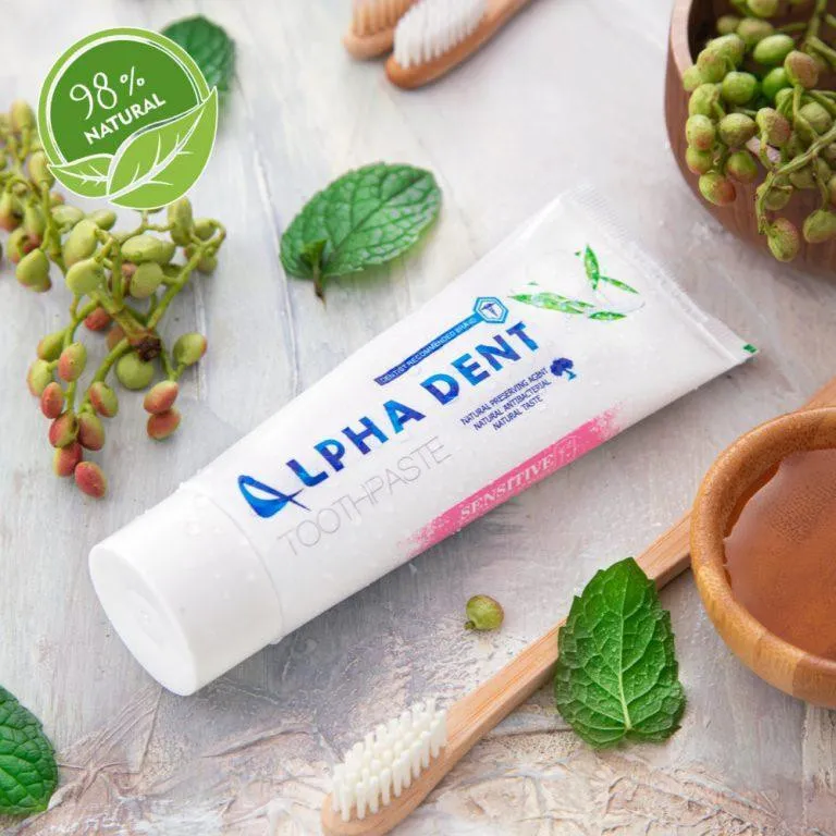 خمیر دندان آلفادنت مدل Sensitive and whitening حجم 75 میلی لیتر بسته 2 عددی - تصویر 2