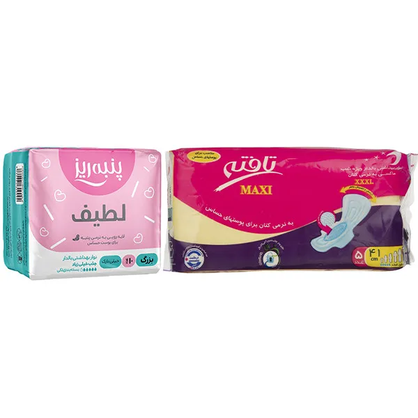 نوار بهداشتی پنبه ریز مدل Normal بسته 10 عددی به همراه نوار بهداشتی تافته مدل Maxi سایز XXXL بسته 5 عددی - تصویر 2