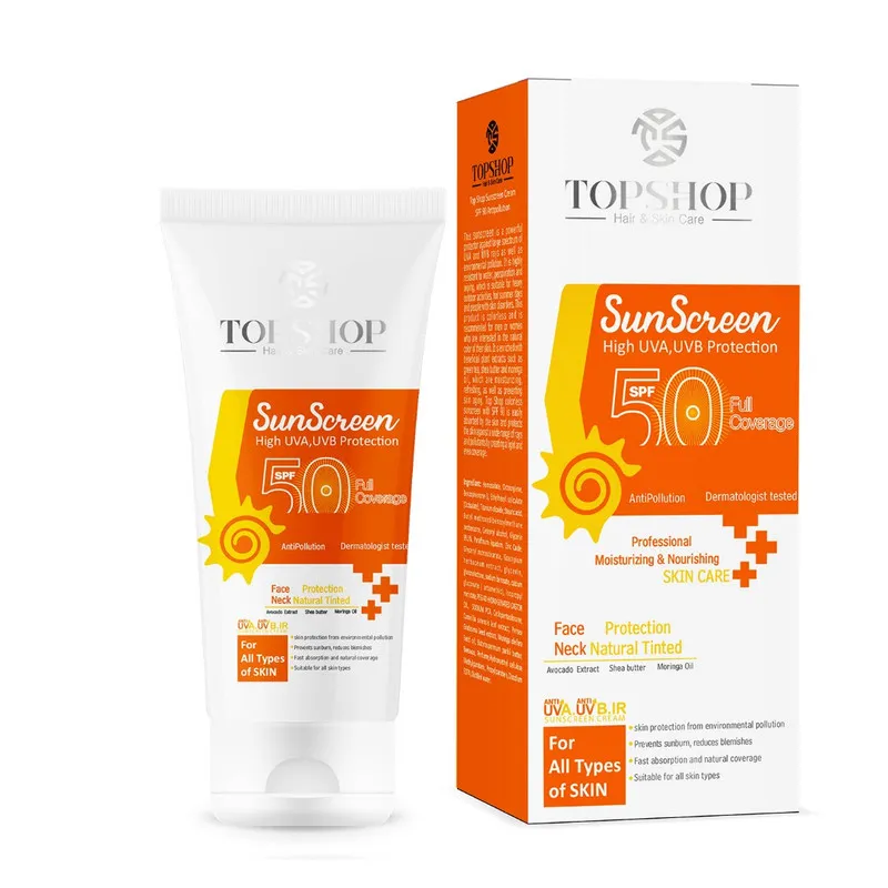 کرم ضد آفتاب بی رنگ تاپ شاپ مدل SPF 50 مناسب انواع پوست حجم 50 میلی لیتر - تصویر 2