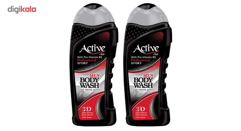 پک شامپو بدن مردانه اکتیو سری Sport مدل Black بسته 2 عددی - تصویر 2