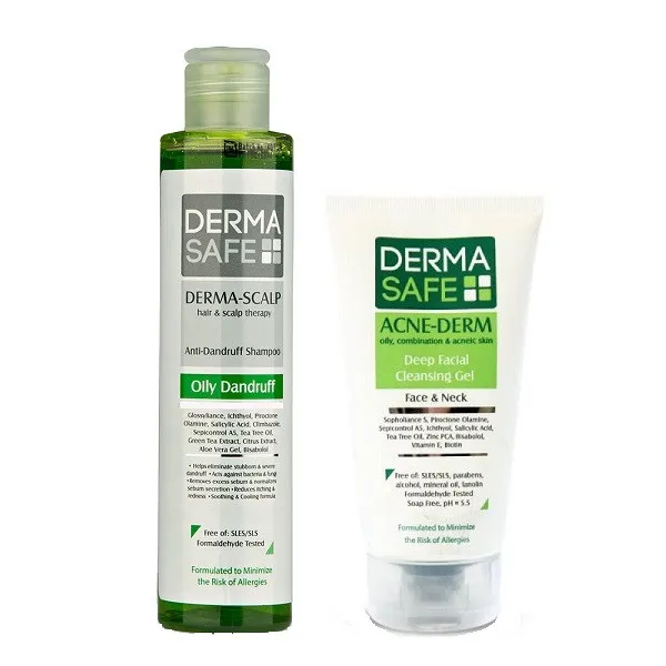 شامپو سر و بدن درماسیف مدل ACNE DERM و ژل شستشوی صورت حجم 200 میلی لیتر