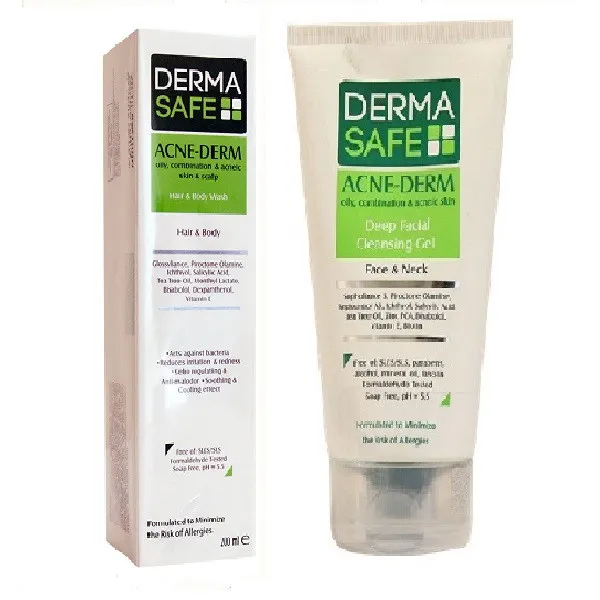 شامپو سر و بدن درماسیف مدل ACNE DERM و ژل شستشوی صورت حجم 200 میلی لیتر - تصویر 2