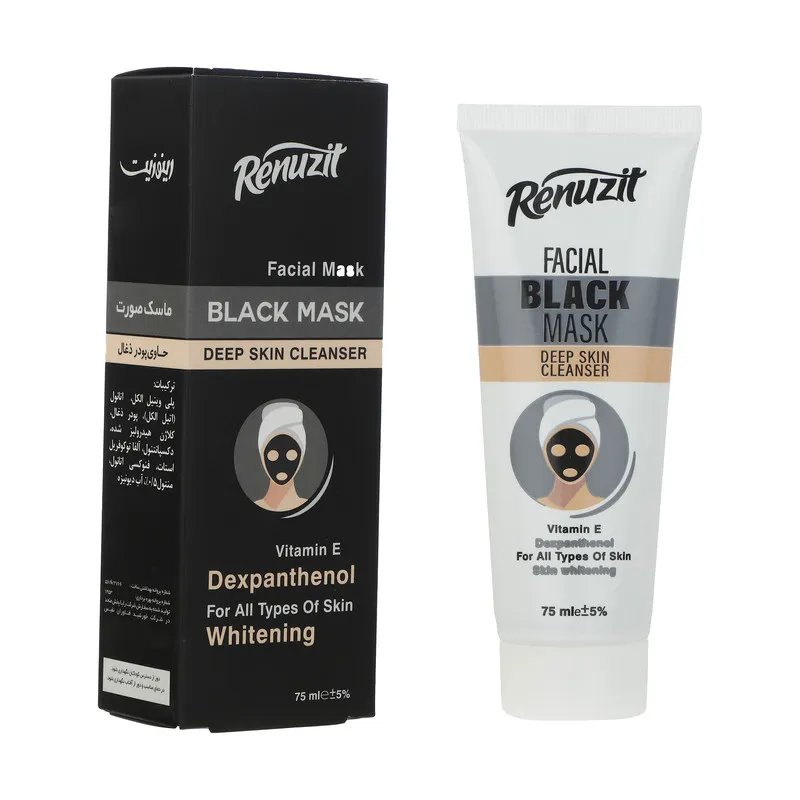 ماسک کرمی صورت و بدن رینوزیت مدل Black Deep حجم 75 میلیلیتر کوچککننده منافذ، روشنکننده، لایهبردار، تسکیندهنده و جوانکننده با ویتامین E، مناسب انواع پوست و استفاده روز و شب