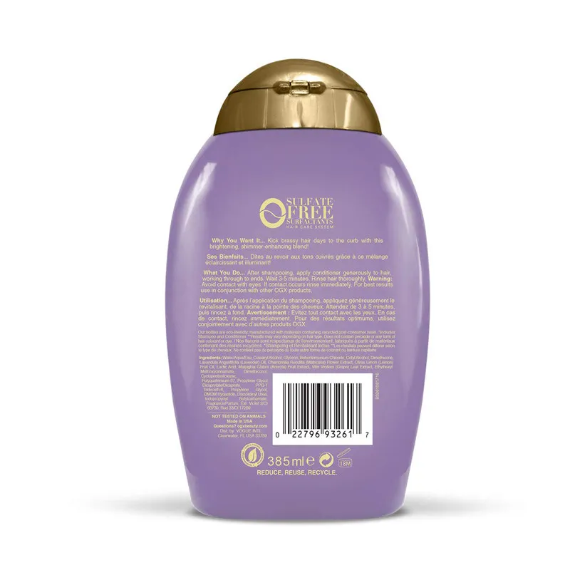 نرم کننده مو او جی ایکس مدل Lavender Platinum حجم 385 میلی لیتر - تصویر 2