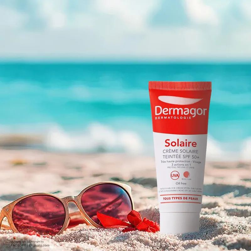 کرم ضدآفتاب رنگی درماگور SPF50 مدل 3 در 1، مناسب پوستهای مختلط، حجم 40 میلیلیتر - تصویر 3