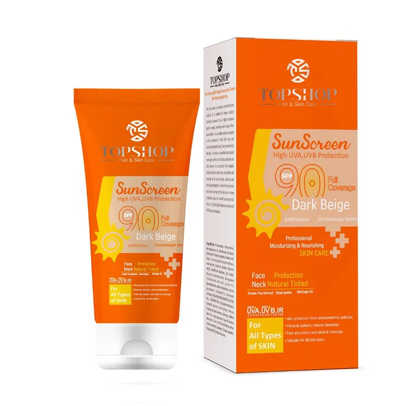 کرم ضد آفتاب رنگی تاپ شاپ مدل Dark Beige SPF 90 مناسب انواع پوست حجم 50 میلی لیتر - تصویر 2