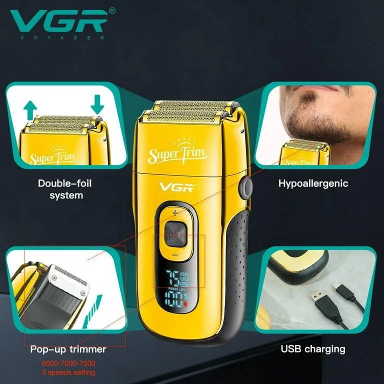 ماشین اصلاح موی صورت وی جی ار مدل V_332 با تکنولوژی برش چرخشی، باتری قابل شارژ 600mAh، قابلیت اصلاح با شماره صفر، تیغه استیل ضدزنگ و برس تمیزکننده همراه - تصویر 2