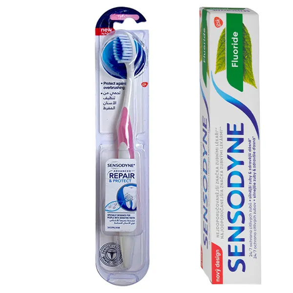 خمیر دندان سنسوداین مدل Fluoride حجم 75 میلی لیتر به همراه مسواک سنسوداین مدل Repair and Protect با برس خیلی نرم - تصویر 2