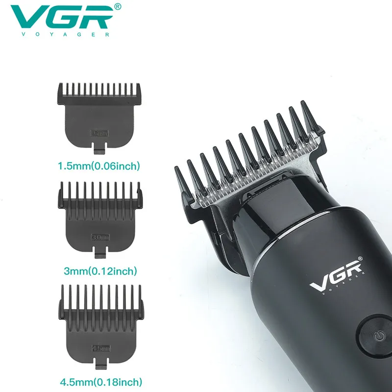 ماشین اصلاح موی سر و صورت وی جی آر مدل 937 با طراحی ارگونومیک، نمایشگر دیجیتال، باتری 2000 میلی‌آمپر ساعت، شارژ USB و سه شانه قابل تنظیم برای اصلاح دقیق و چند حالته - تصویر 3