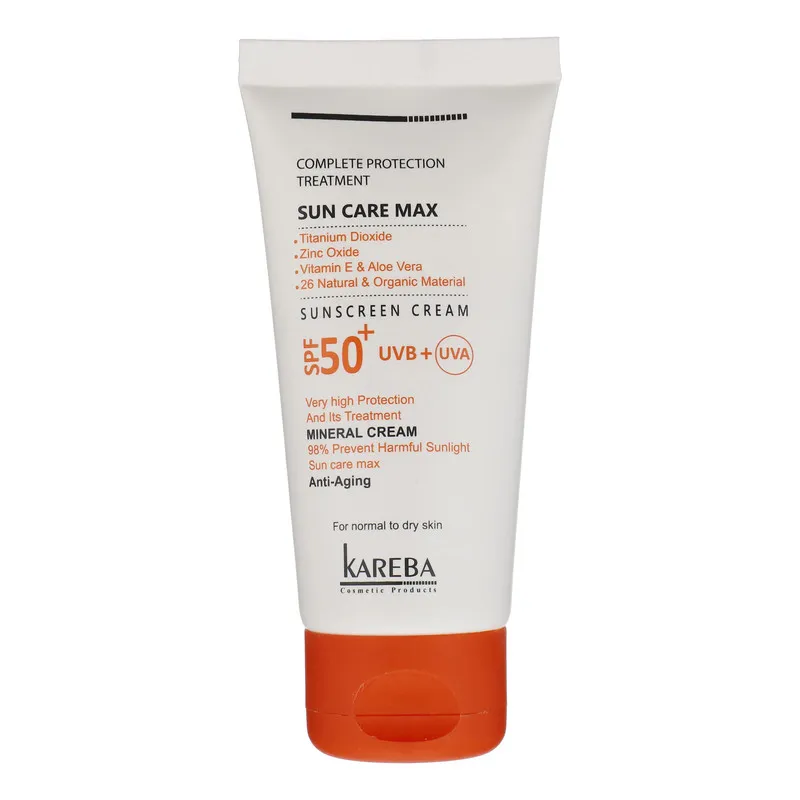 کرم ضد آفتاب بدون رنگ کاربا SPF50 مدل 50 مناسب انوع پوست حجم 50 میلیلیتر