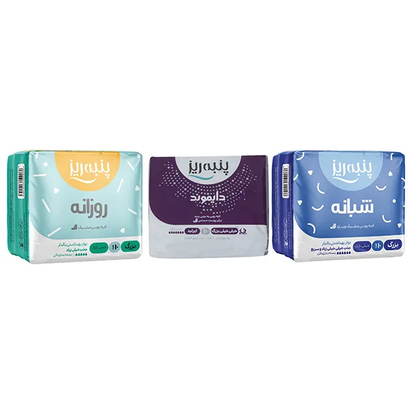 نوار بهداشتی پنبه ریز مدل 03 مجموعه 2 عددی به همراه پد بهداشتی پنبه ریز مدل Diamond بسته 10 عددی