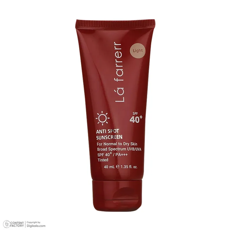 کرم ضدآفتاب و ضدلک رنگی لافارر مدل SPF40-Light، مناسب پوستهای خشک و معمولی، حجم 40 میلیلیتر - تصویر 2