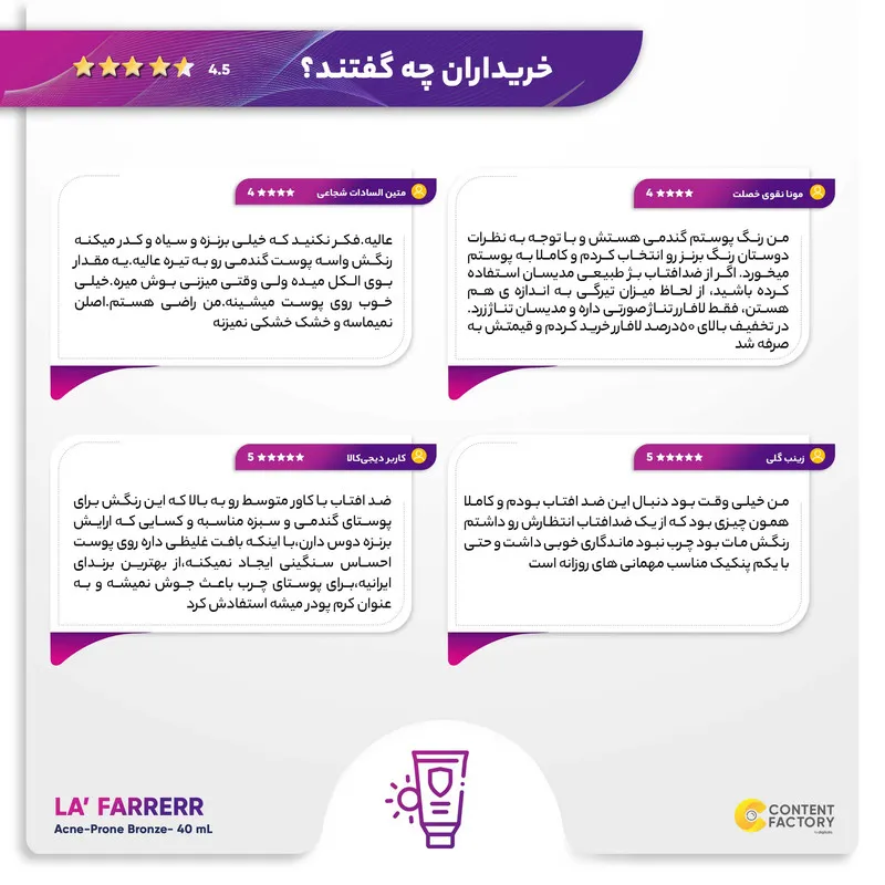 کرم ضدآفتاب رنگی لافارر مدل SPF40، مناسب پوستهای چرب، حجم 40 میلیلیتر - تصویر 4