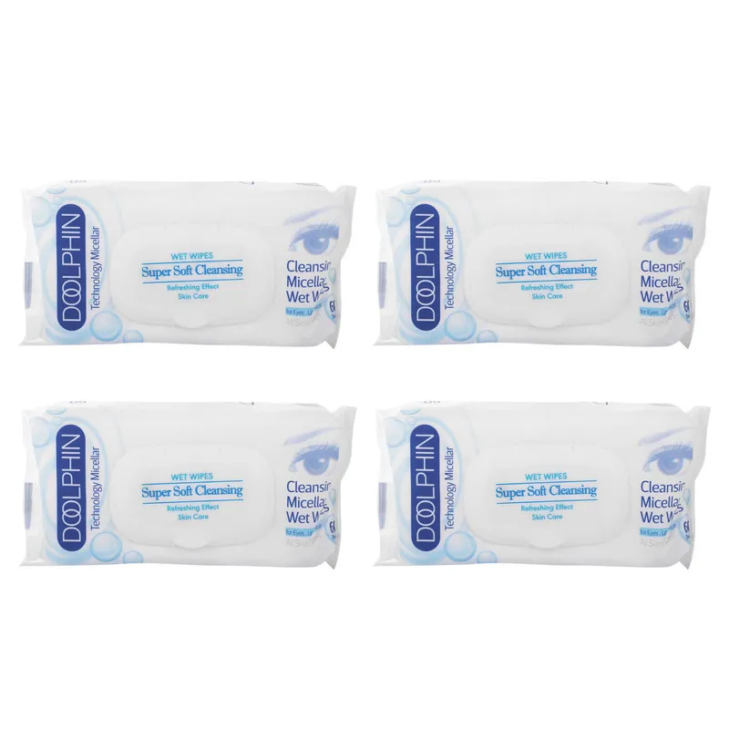 دستمال مرطوب دلفین مدل Skin Care مجموعه 4 عددی