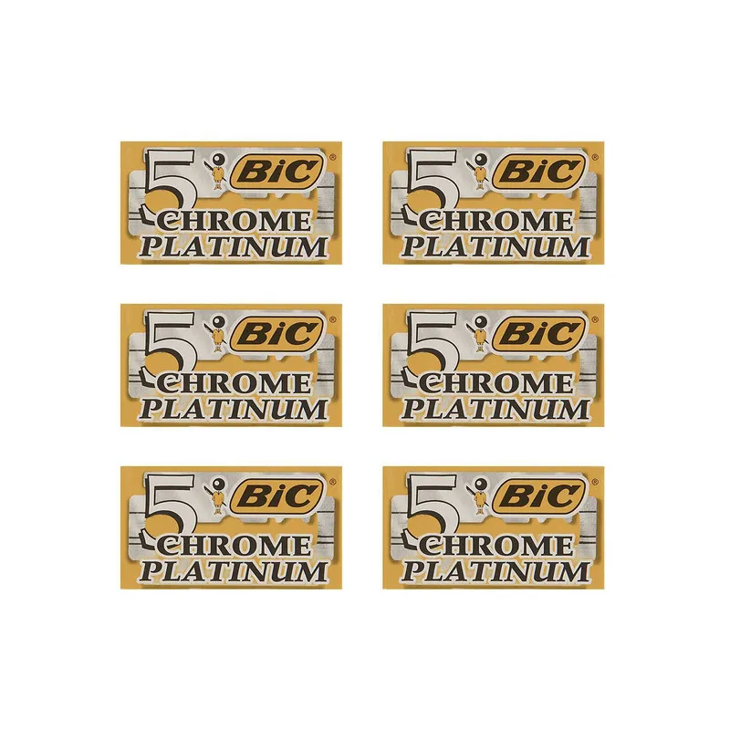تیغ یدک سنتی بیک مدل Platinum Chromium Double Edge مجموعه 6 عددی