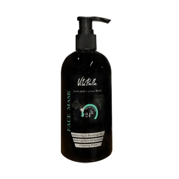 ماسک صورت ویتابلا مدل کربن فعال حجم 300 میلیلیتر لایهبردار، کاهشدهنده چربی و براقیت پوست، کوچککننده منافذ، ضد جوش سرسیاه، شادابکننده و نرمکننده پوست مناسب انواع پوست