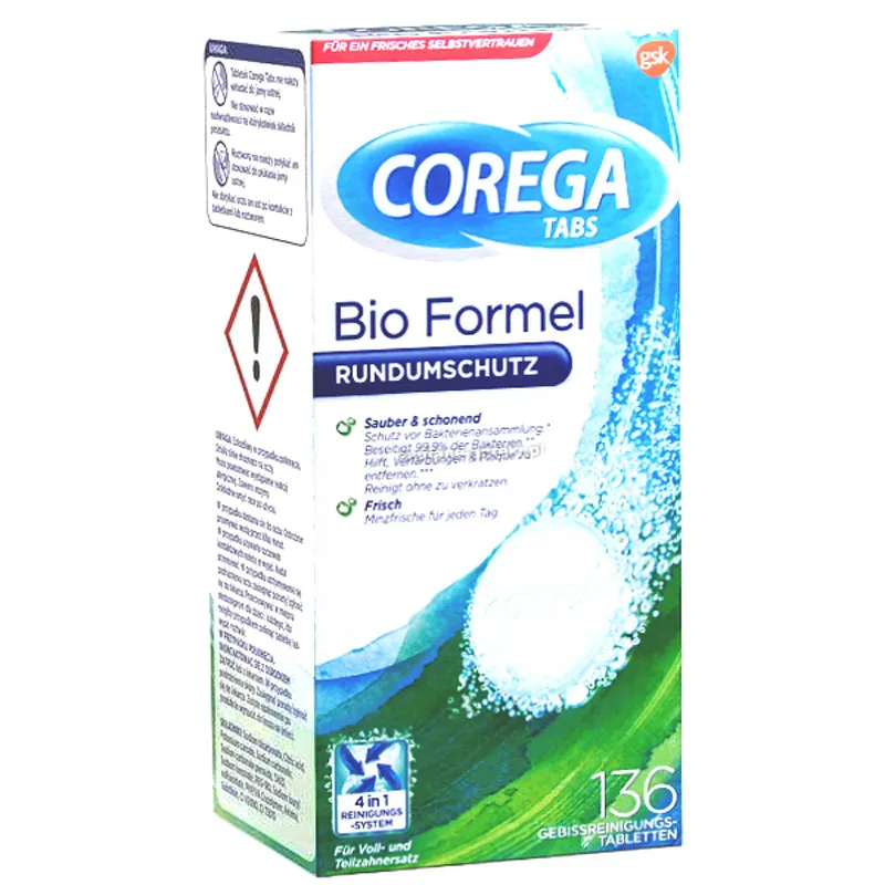 قرص تمیز کننده دندان مصنوعی کورگا مدل Bio Formel بسته 136 عددی - تصویر 3