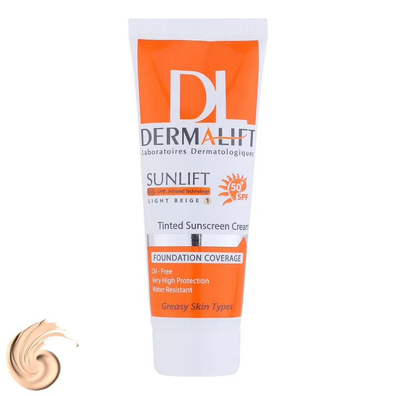 کرم ضدآفتاب رنگی درمالیفت مدل Sunlift SPF50 بژ روشن، حجم 40 میلی‌لیتر - تصویر 2
