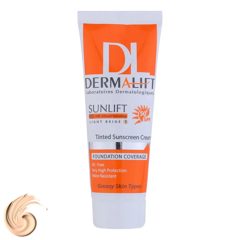 کرم ضدآفتاب رنگی درمالیفت مدل Sunlift SPF50 بژ روشن، حجم 40 میلی‌لیتر - تصویر 3