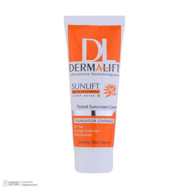 کرم ضدآفتاب رنگی درمالیفت مدل Sunlift SPF50 بژ روشن، حجم 40 میلی‌لیتر - تصویر 6