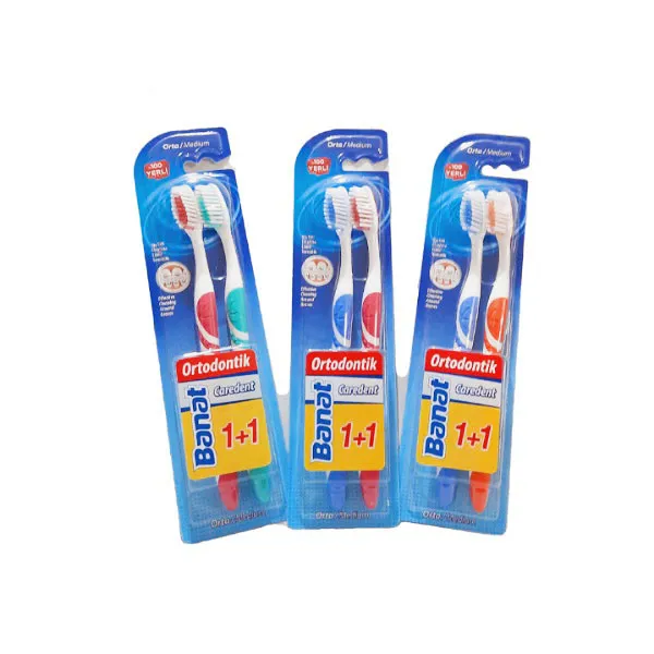 مسواک بنات مدل caredent 1+1 با برس متوسط - تصویر 2