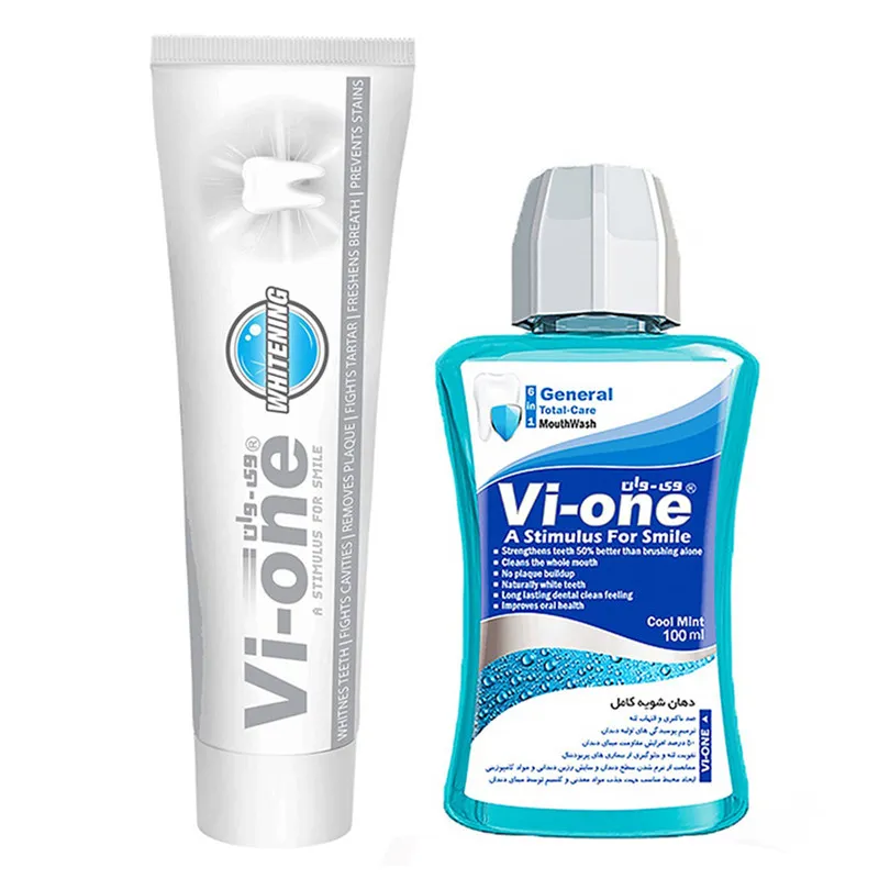 پک خمیر دندان وی وان مدل Whitening و دهانشویه مدل General