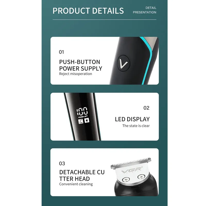 ماشین اصلاح موی سر و صورت وی جی ار مدل V-291 - تصویر 6