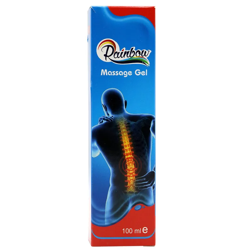 ژل ماساژ و ضد درد رینبو مدل Massage Gel حجم 100 میلیلیتر با عصارههای رزماری، گزنه، آویشن، بابونه، مورد، رازیانه و کرفس همراه با اسپری ضد درد مجوز سازمان غذا و دارو ایران