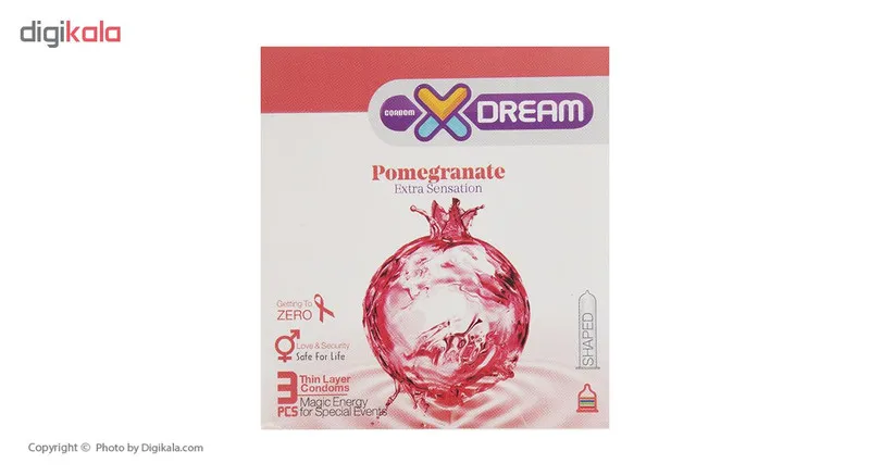 کاندوم ایکس دریم مدل Pomegranate بسته 3 عددی - تصویر 3