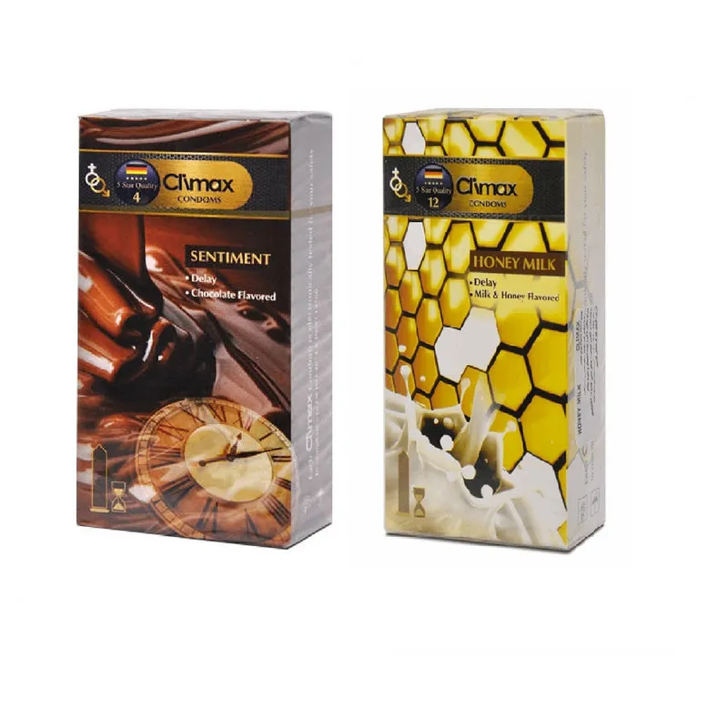 کاندوم کلایمکس مدل Sentiment بسته 12 عددی به همراه کاندوم کلایمکس مدل Honey Milk بسته 12 عددی