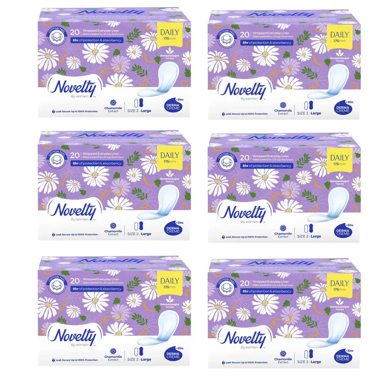 پد بهداشتی روزانه ناولتی مدل COTTON FEEL مجموعه 6 عددی - تصویر 2