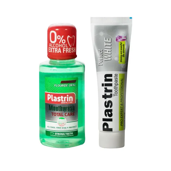 خمیر دندان پلاستین مدل Perfect White حجم 120 میلی لیتر به همراه دهان شویه پلاسترین مدل Total Care حجم 300 میلی لیتر - تصویر 2