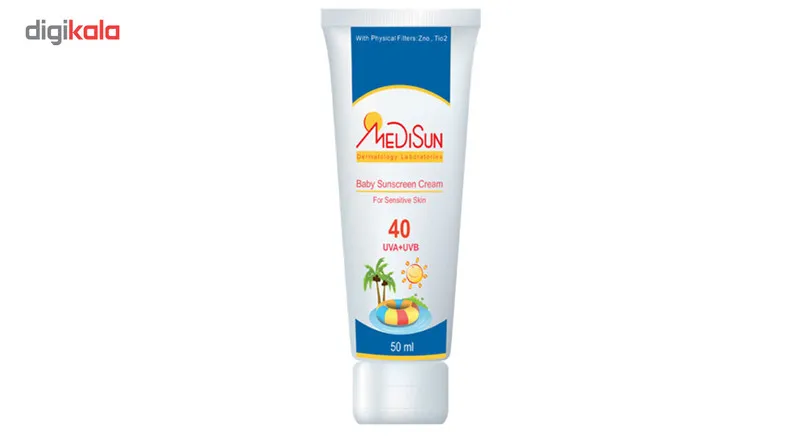 کرم ضد آفتاب کودکان بدون رنگ مدیسان مدل SPF40 مناسب پوست های حساس حجم 50 میلی لیتر - تصویر 2